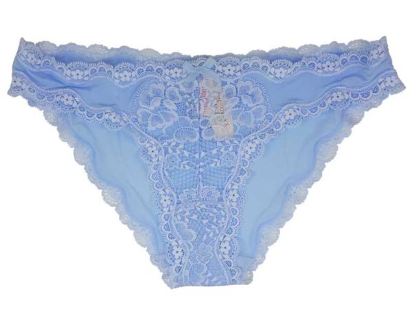 Chiloti dantela Victoria's Secret Dream Angels Lace-trim Cheekini Panty albastru deschis