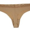 Chiloti bumbac cu dantela Victoria's Secret Flawless Thong panty maro