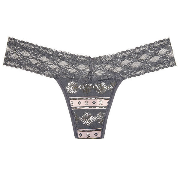 Chiloti dantela Victoria's Secret Thong Panty Iconic Snowflake