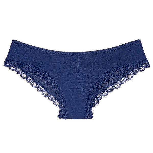 Chiloti din dantela Victoria's Secret Cheeky bleumarin