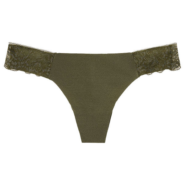 Chiloti dantela Victoria's Secret No Show Thong Panty olive