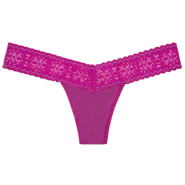 Chiloti dantela Victoria's Secret Embroidered Lace-waist Thong Panty Berry Diva