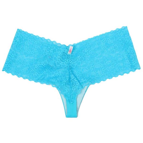 Chiloti dantela Victoria's Secret Pink Tropical Lace Cheekster Panty Seafoam - spate