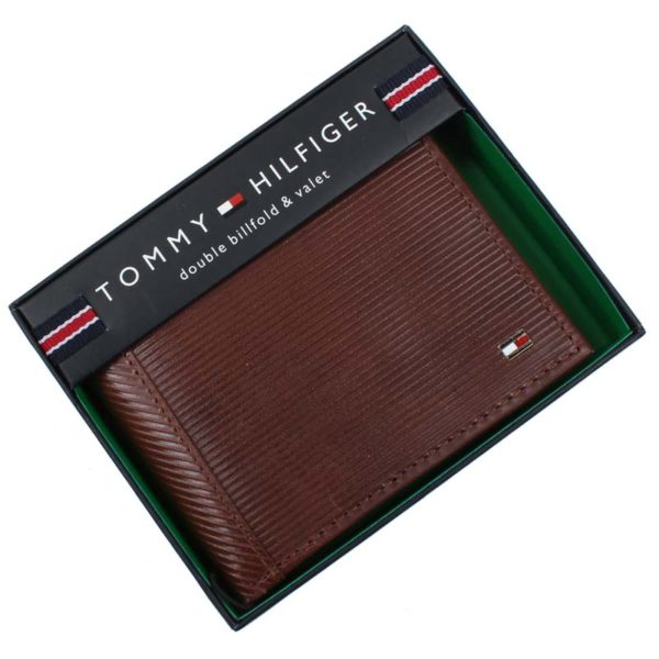 Portofel barbati Tommy Hilfiger Billfold Wallet piele naturala maro in cutie cadou